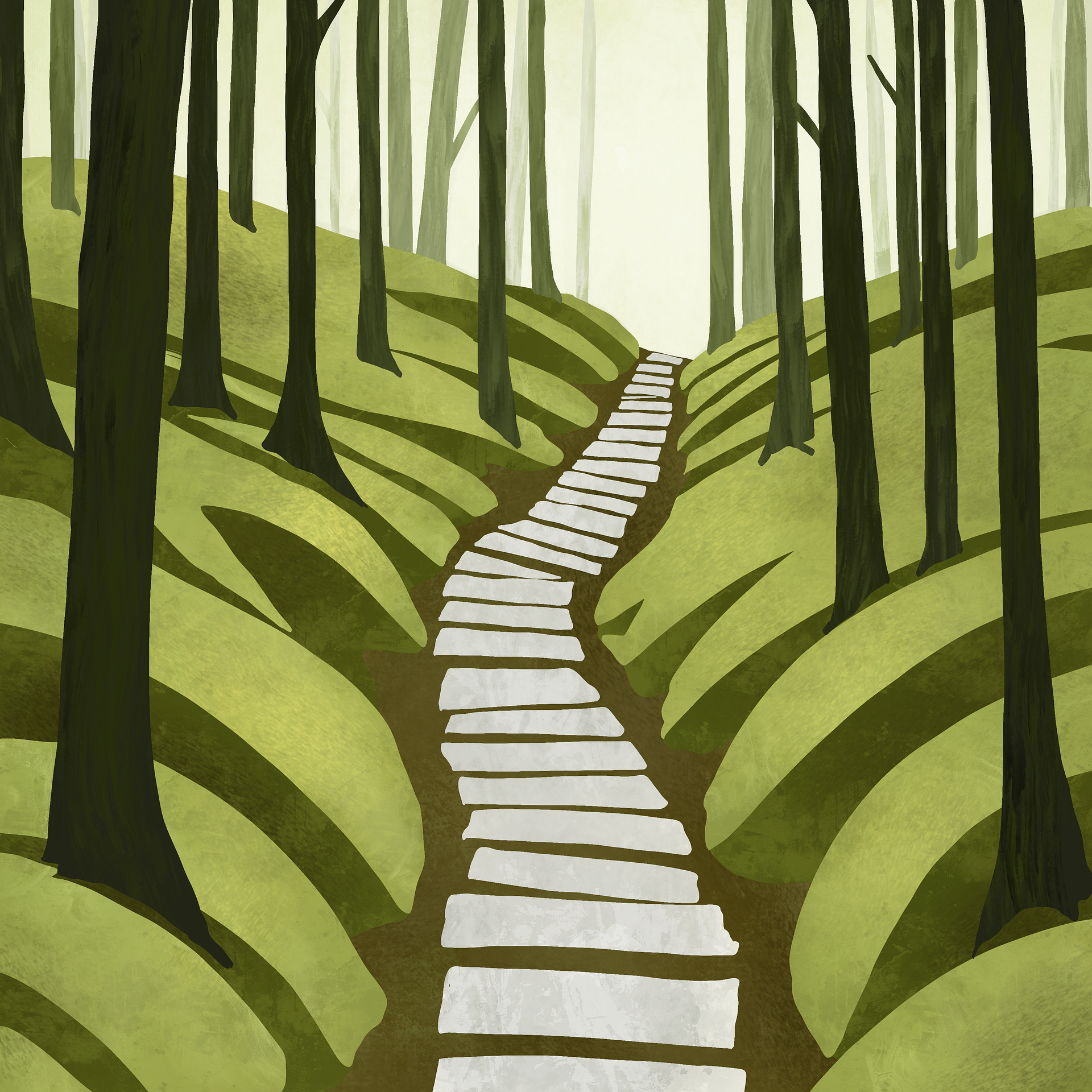 path, trail, paved, woods, forest, trees, nature, landscape